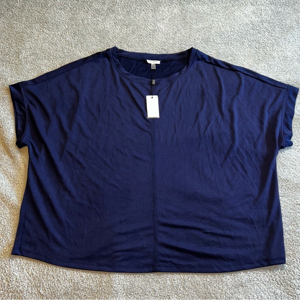 Cable & Gauge Navy Blue Casual Blouse